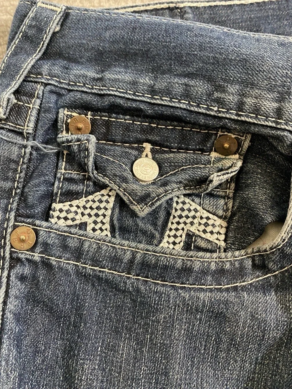 Vintage Y2K Mens True Religion Straight Jeans Blue Tag 38 Fit 40 x 33
